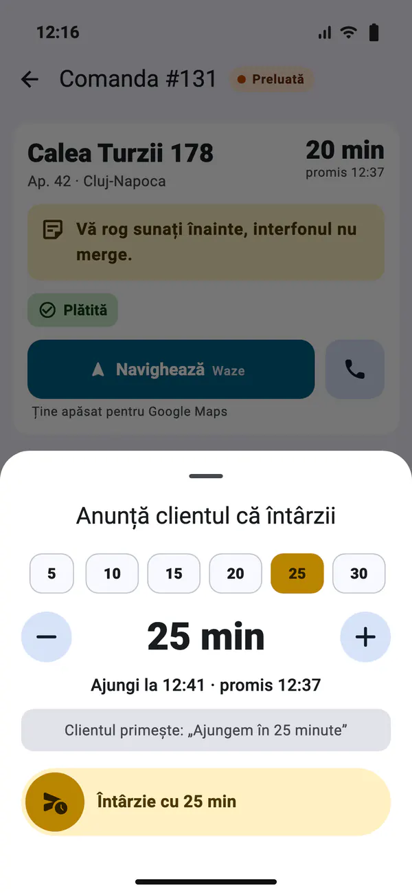 Anunță întârzierea